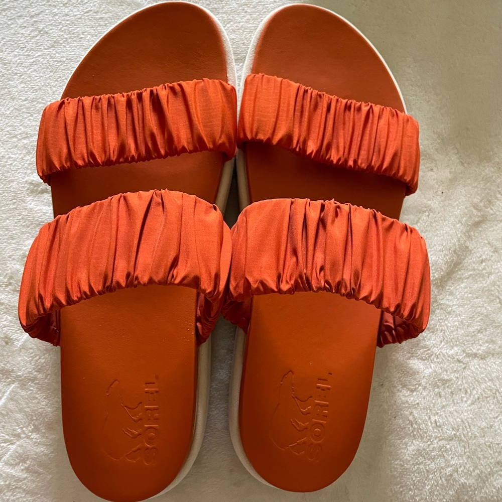 Sorel orange sandals. Size 10. New w/o box
